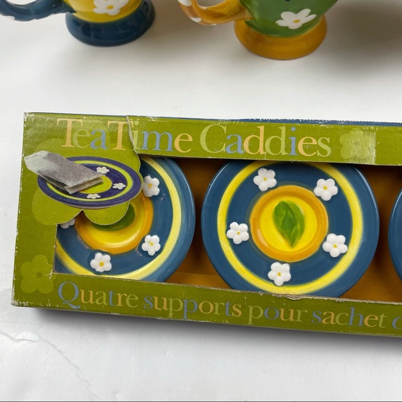 Tea Time Floral Mugs And Caddies New Set Of 4 - Picture 2 of 9